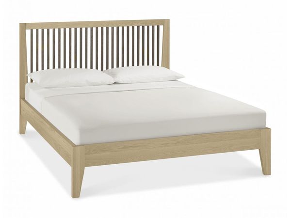 bentley-rimini-aged-oak-weathered-oak-slatted-bedstead.jpg Bentley Rimini Slatted light Oak Bedstead - Image 1