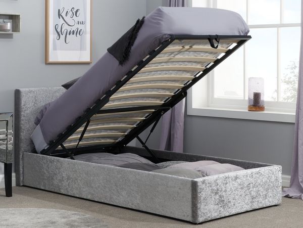birlea-berlin-3ft-single-steel-crushed-velvet-glitz-upholstered-fabric-ottoman-bed-frame_19972.jpg Birlea Berlin Crushed Velvet Steel Single Ottoman Bed Frame - Image 1
