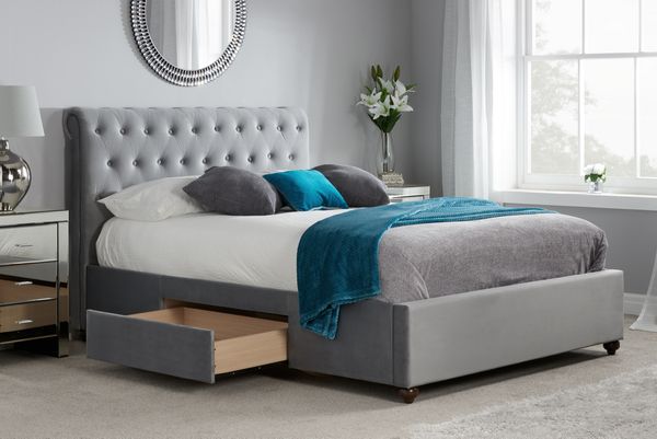 birlea-marlow-grey-velvet-bed-frame-open.jpg Birlea Marlow Grey Velvet Bed Frame - Image 1
