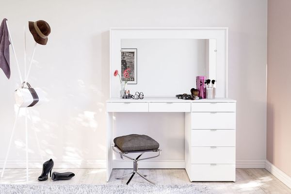 chl7dtmwht_chloe_dressing_table_rs.jpg Birlea Chloe 7 Drawer Dressing Table And Mirror - Image 1