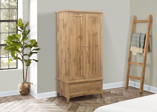 hamwd21oak_hampstead_2_door_1_drawer_wardrobe_rs.jpg Birlea Hampstead 2 Door 1 Drawer Wardrobe - Image 1
