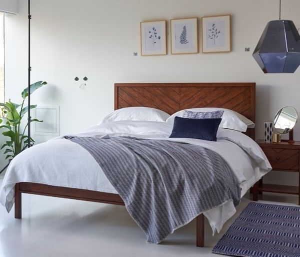 maya_bed_bedside_set_shot.jpg Maya Mahogany Wooden Bed Frame - Image 1
