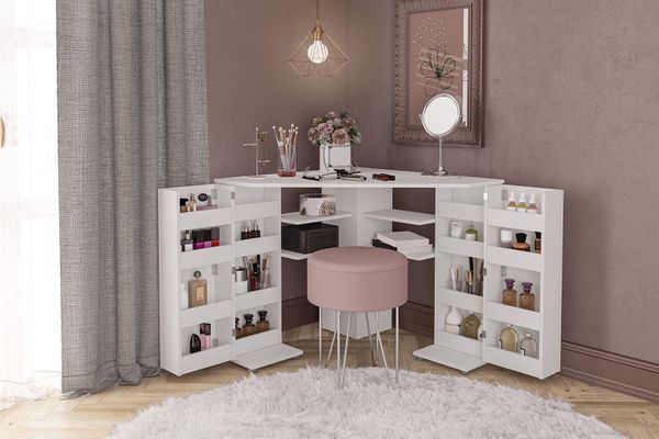 olicdtswht_olivia_corner_dressing_table_rs_open.jpg Birlea Olivia Corner Dressing Table - Image 1