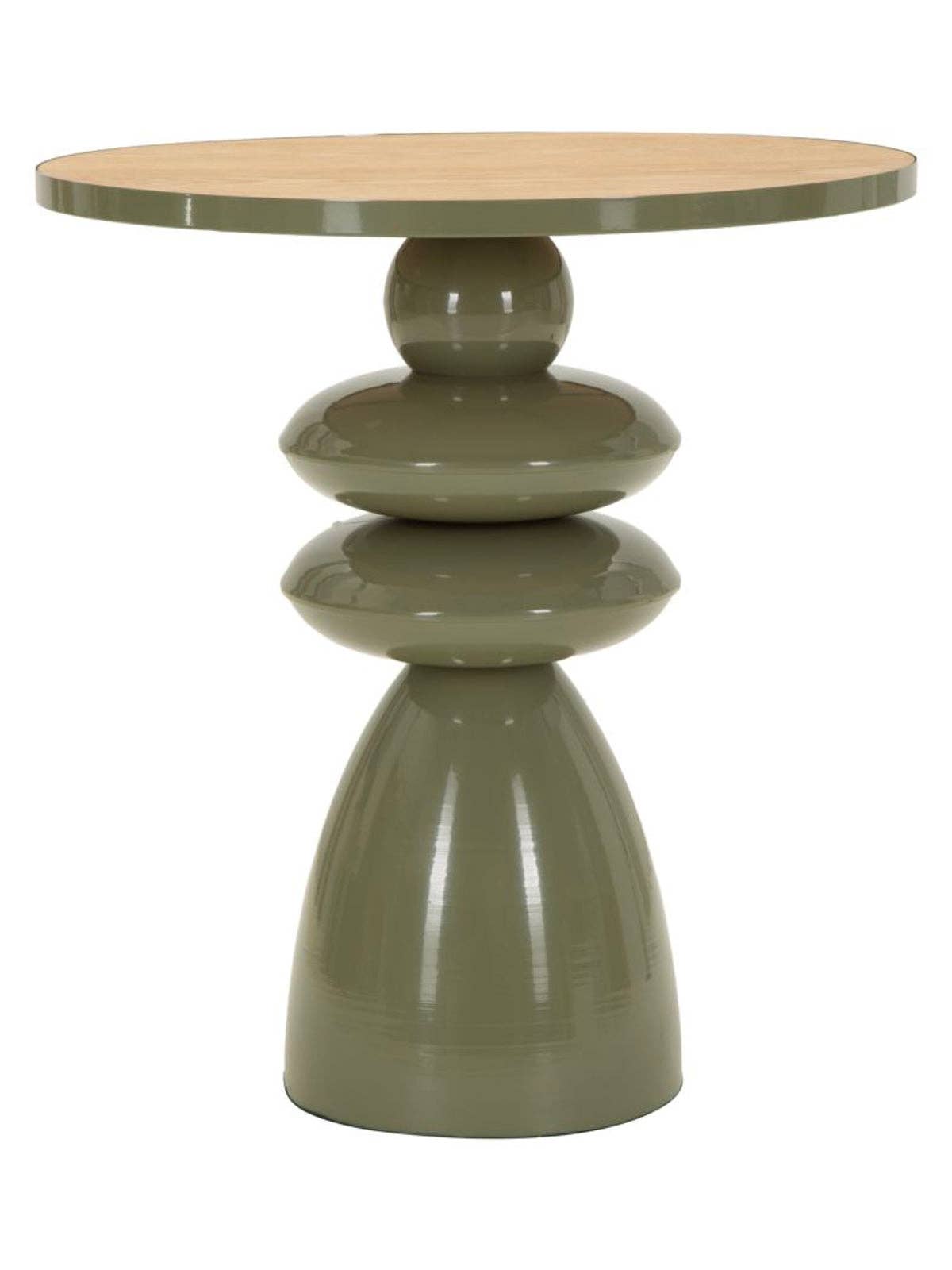 Green wooden coffee table, Ø45.5 x 49 cm
