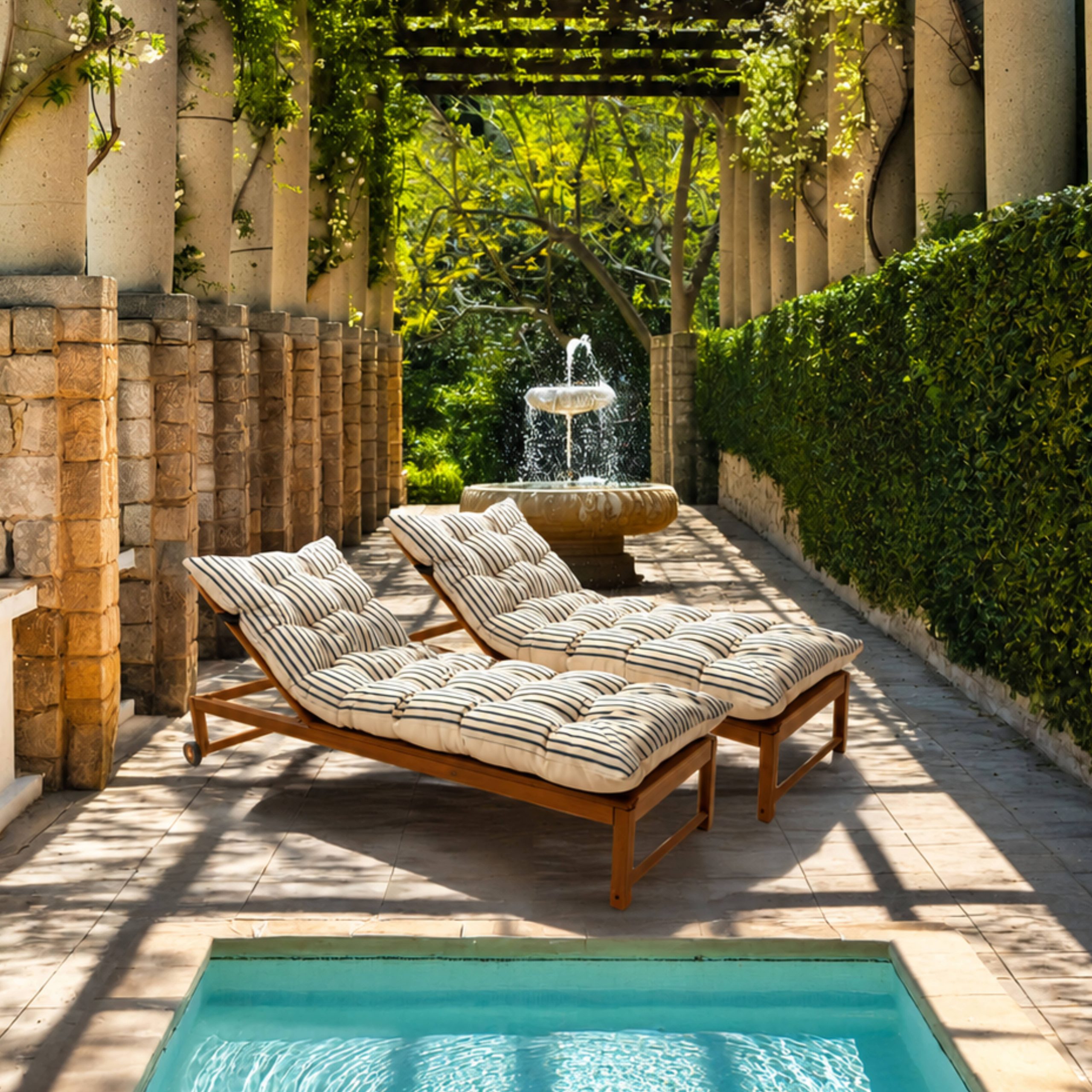 Ocean Stripe Woven Outdoor Lounger Cushion