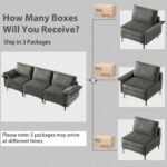 Large 3-Seat Sofa Sectional with Metal Legs and 2 USB Ports for 3-4 people - Image 7