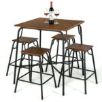 5 Pieces Bar Table Set with 4 Counter Height Backless Stools - Image 4
