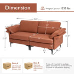 Modern Fabric Loveseat Sofa for with Metal Legs and Armrest Pillows - Image 5