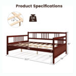 Wooden Full Size Daybed Frame with Guardrails - Image 4