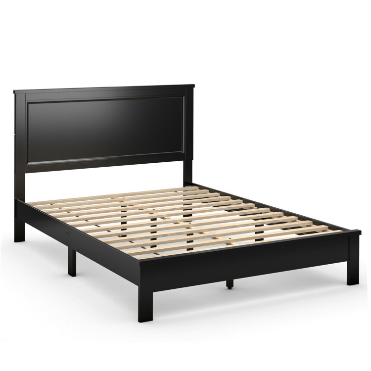 10002_3_194.jpg Queen Size Bed Frame Platform Slat High Headboard Bedroom with Rubber Wood Leg - Image 1
