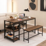 3 Pieces Dining Table Set with Wine Rack - Image 2