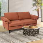 Modern Fabric Loveseat Sofa for with Metal Legs and Armrest Pillows - Image 3