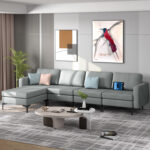 Modular L-shaped Sectional Sofa with Reversible Ottoman and 2 USB Ports - Image 2