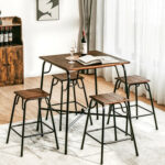 5 Pieces Bar Table Set with 4 Counter Height Backless Stools - Image 2