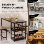 3 Pieces Dining Table Set with Wine Rack - Image 3