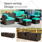 8 Pieces Patio Space-Saving Rattan Furniture Set with Storage Box and Waterproof Cover - Image 3