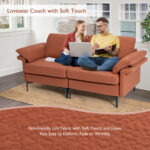 Modern Fabric Loveseat Sofa for with Metal Legs and Armrest Pillows - Image 6