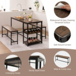 3 Pieces Dining Table Set with Wine Rack - Image 8