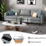Convertible Sofa Couch with Magazine Pockets 3-Seat with 2 USB Port - Image 6