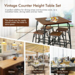 5 Pieces Bar Table Set with 4 Counter Height Backless Stools - Image 3