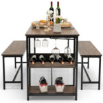 3 Pieces Dining Table Set with Wine Rack - Image 7