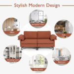 Modern Fabric Loveseat Sofa for with Metal Legs and Armrest Pillows - Image 10