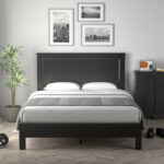 Queen Size Bed Frame Platform Slat High Headboard Bedroom with Rubber Wood Leg - Image 7
