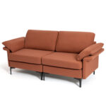 Modern Fabric Loveseat Sofa for with Metal Legs and Armrest Pillows - Image 4