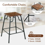 5 Pieces Bar Table Set with 4 Counter Height Backless Stools - Image 11