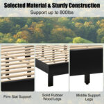 Queen Size Bed Frame Platform Slat High Headboard Bedroom with Rubber Wood Leg - Image 8