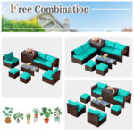 8 Pieces Patio Space-Saving Rattan Furniture Set with Storage Box and Waterproof Cover - Image 5