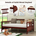 Wooden Full Size Daybed Frame with Guardrails - Image 12