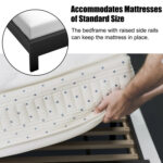 Queen Size Bed Frame Platform Slat High Headboard Bedroom with Rubber Wood Leg - Image 9