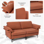 Modern Fabric Loveseat Sofa for with Metal Legs and Armrest Pillows - Image 9