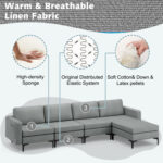 Modular L-shaped Sectional Sofa with Reversible Ottoman and 2 USB Ports - Image 12