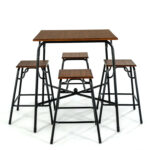 5 Pieces Bar Table Set with 4 Counter Height Backless Stools - Image 9