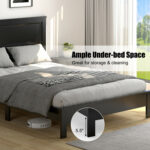 Queen Size Bed Frame Platform Slat High Headboard Bedroom with Rubber Wood Leg - Image 10