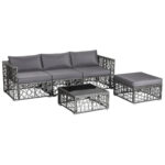 5 Pieces Patio PE Rattan Wicker Sofa Furniture Set
