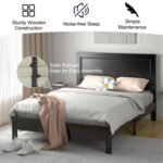 Queen Size Bed Frame Platform Slat High Headboard Bedroom with Rubber Wood Leg - Image 3