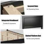 Queen Size Bed Frame Platform Slat High Headboard Bedroom with Rubber Wood Leg - Image 5