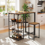 3-Piece Bar Table Set for 2 Bar-Height Dining Table with 2 Stools - Image 2