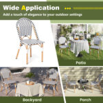 3 Piece French Bistro Table Chair Set with Outdoor Wicker Round Table and 2 Dining Chairs - Image 11