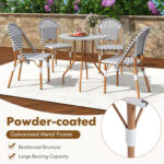 3 Piece French Bistro Table Chair Set with Outdoor Wicker Round Table and 2 Dining Chairs - Image 7
