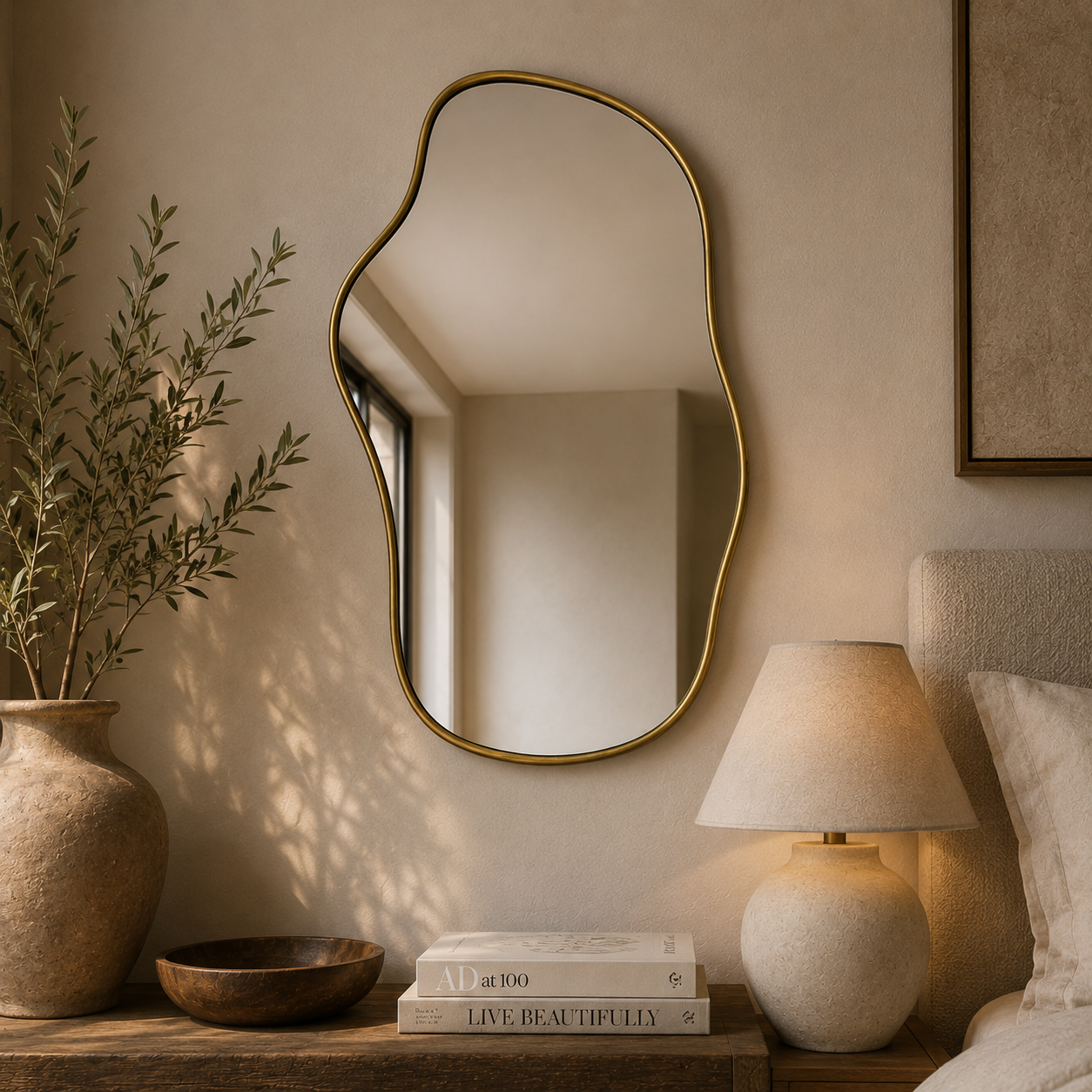 Handmade Organic Brass Mirror | Irregular Wall Mirror