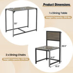 3 Pieces Dining Set Compact Table and 2 Chair with Metal Frame for Small Space - Image 5