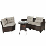 4 Pieces Outdoor Cushioned Rattan Furniture Set - Image 4