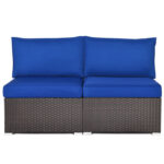 2 Pieces Patio Rattan Armless Sofa Set with 2 Cushions and 2 Pillows - Image 11