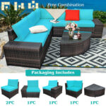 6 Piece Wicker Patio Sectional Sofa Set with Tempered Glass Coffee Table - Image 6
