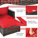 6 Pieces Patio Rattan Furniture Set with Sectional Cushion - Image 12