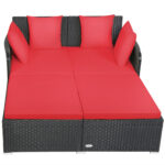 Spacious Outdoor Rattan Daybed with Upholstered Cushions and Pillows - Image 7